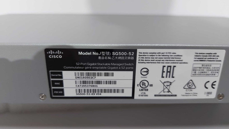 Cisco SG500-52 52x port gigabit stackable managed switch  #