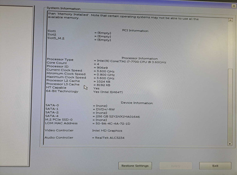 Dell OptiPlex 7050 SFF i7-7700 @ 3.60GHz 32GB DDR4 256GB M.2  )
