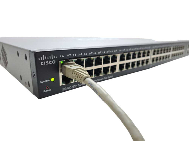 Cisco SG220-50P 50 Port Gigabit PoE Smart Plus Switch + Original Box & Cables )