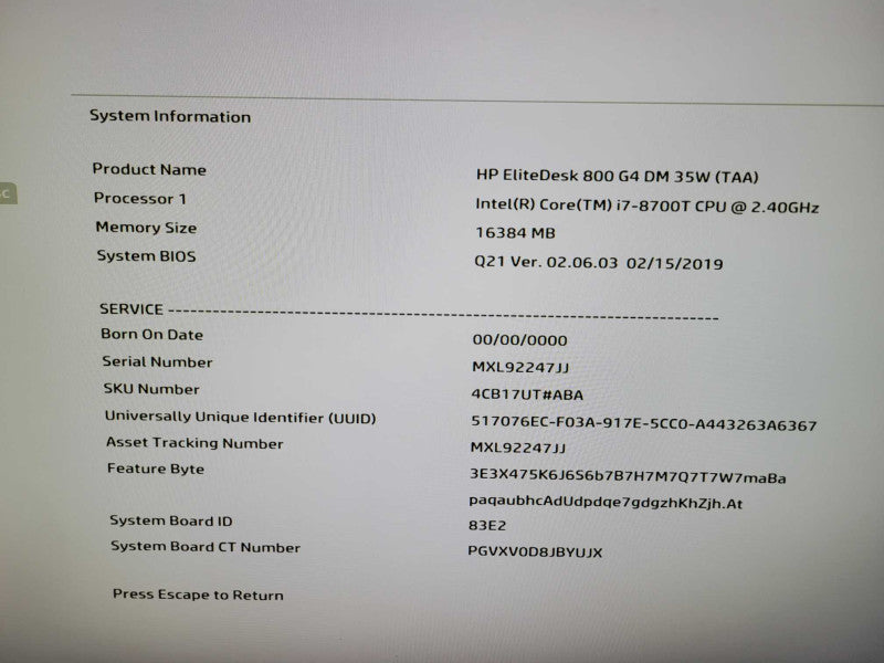 HP EliteDesk 800 G4 DM 35W - Core i7-8700T | 16GB RAM | NO HDD + PWR ADPTR