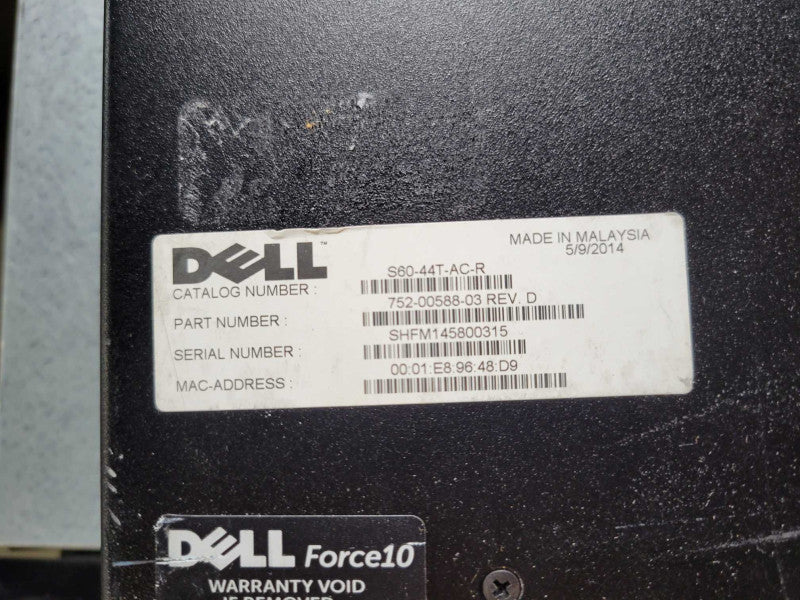 Dell Force 10 S60-44T-AC-R w/ S60-12G-2S S60-10GE-2SFP+ 2x PSU, Factory reset _