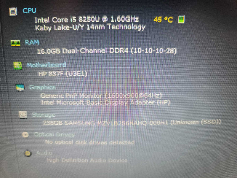 HP ProBook 470 G5 17\\" i5-8250U@ 1.60GHz, 16GB DDR3, 256GB m.2