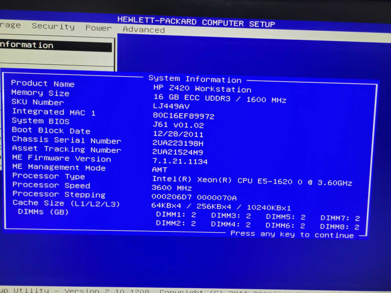 HP Z420 - Xeon E5-1620 0 | 16GB RAM | NO HDD | QUADRO 4000