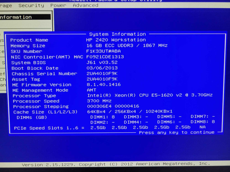 HP Z420 - Xeon E5-1620 v2 | 16GB RAM | NO HDD | QUADRO K4000