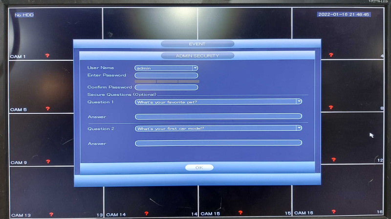 XVR-XV52A16A 16 Channel Penta-brid 1U Digital Video Recorder - Fact Reset #