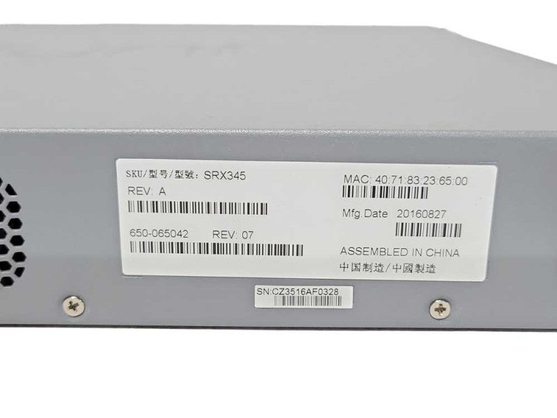Juniper SRX345 8-Port Gigabit 8-SFP Port Service Gateway SRX345, READ _