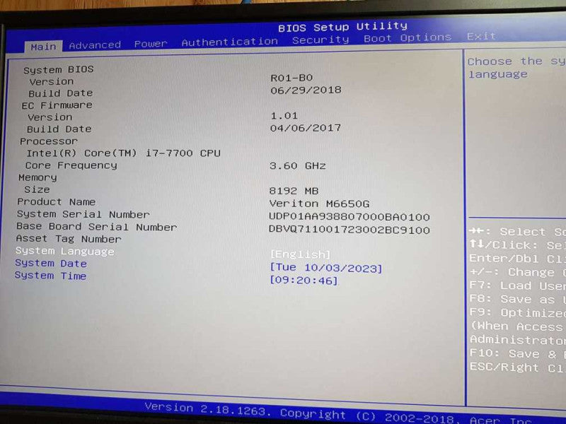 Custom PC Acer Veriton M665OG  i7- 7700 CPU @ 3.60GHz  8GB DDR4 Ram  Q