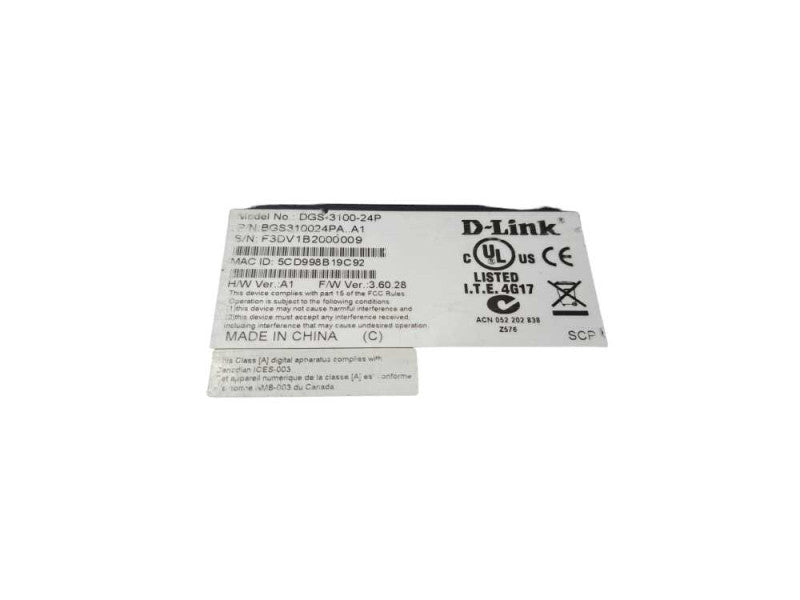 D-Link DGS-3100-24P Managed 24-Port PoE Gigabit Switch )