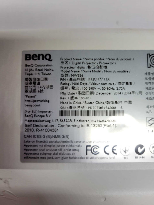 BenQ MW526 DLP Projector WXGA 1280x800 - No Remote