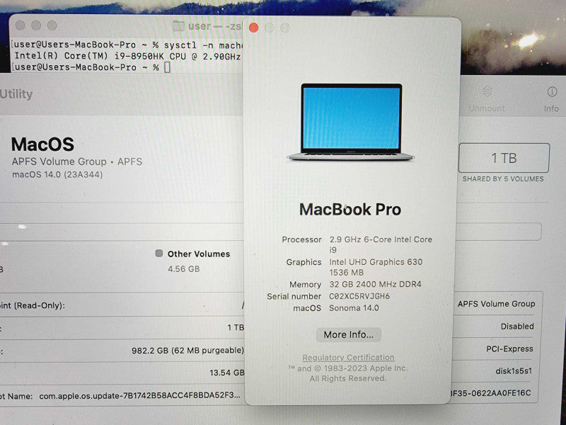 Apple Macbook Pro 2018 15\\" Core i9-8950HK @ 2.9GHz 32GB DDR4 1TB SSD Radeon Pro 560X 4GB (