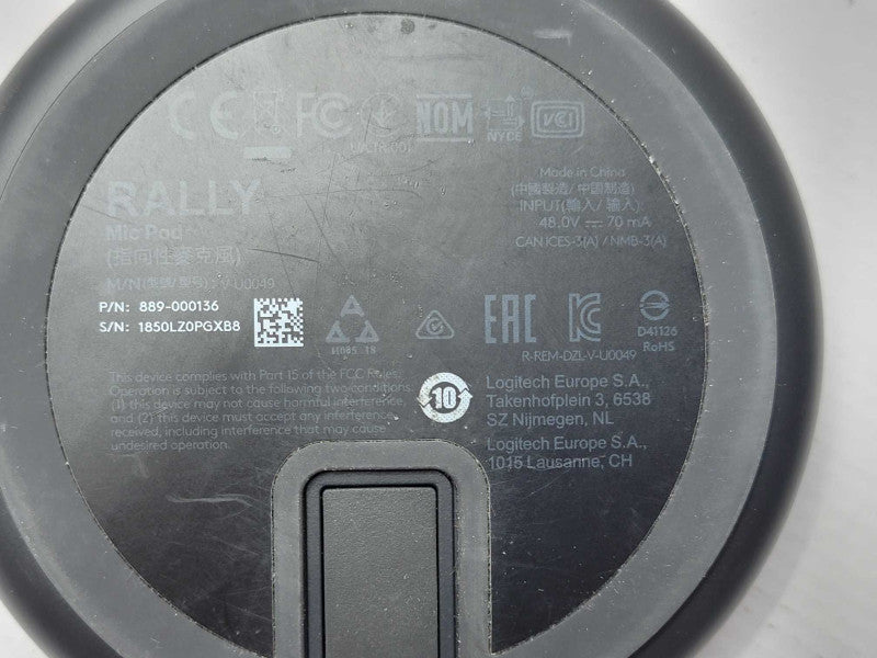 LOGITECH Rally Mic Pod Hub V-U0049 889-000136, READ _