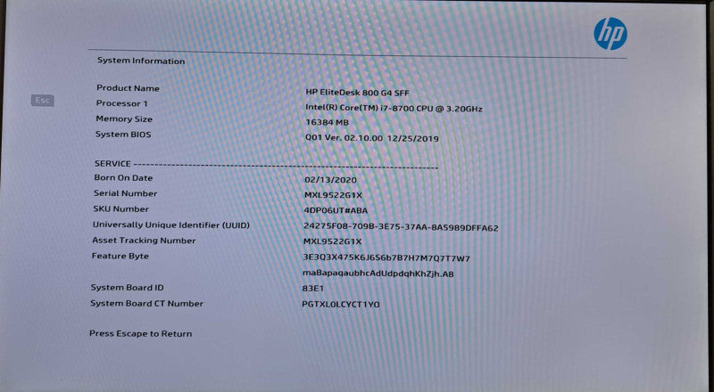 HP EliteDesk 800 G4 SFF i7-8700 @ 3.20GHz 16GB DDR4 256GB M.2  )