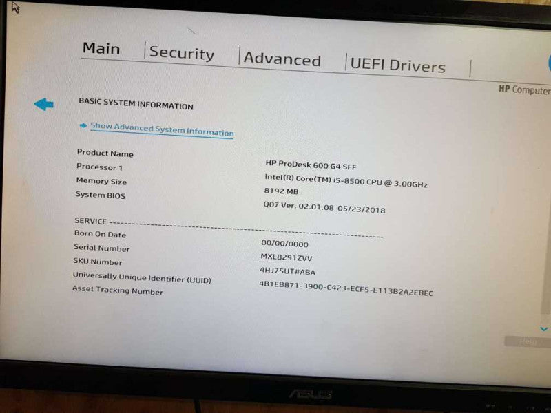 HP ProDesk 600 G4 SFF Intel Core i5 - 8500 CPU @ 3.00GHz 8GB DDR4 RaM