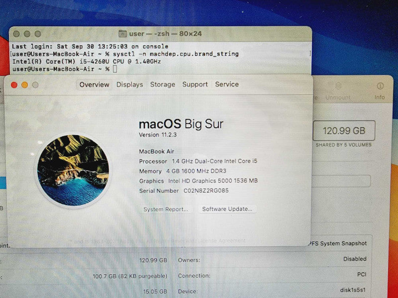 Apple Macbook Air 2014 13\\" Core i5-4260U @ 1.4GHz 4GB DDR3 120GB SSD (
