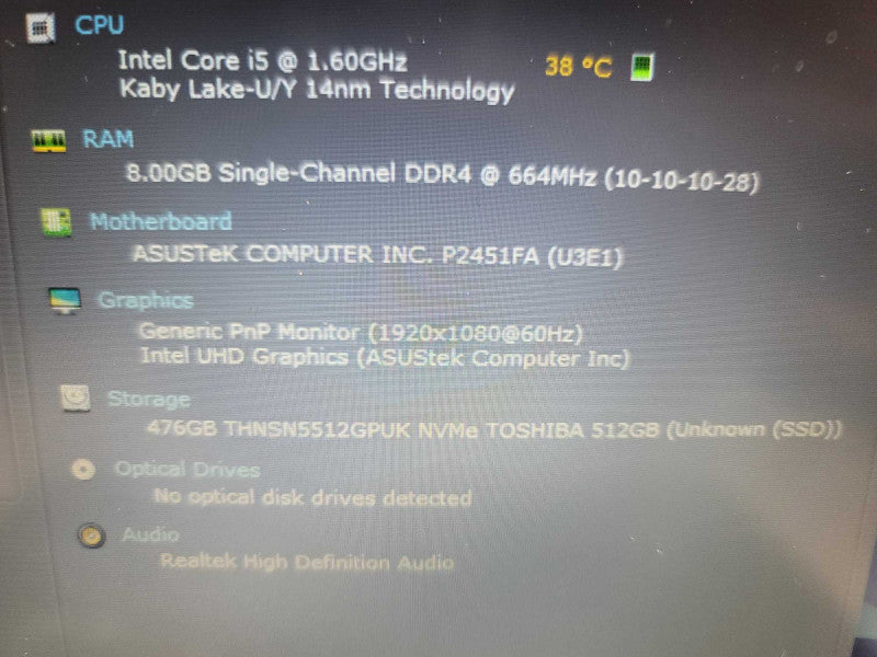 Asus ExpertBook P2451F i5-10210U, 8GB DDR4, 512GB m.2 *READ
