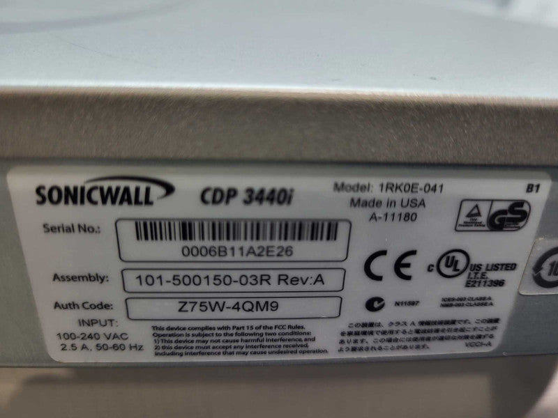 SonicWALL CDP 3440i business continuity Appliance Storage System C28 &