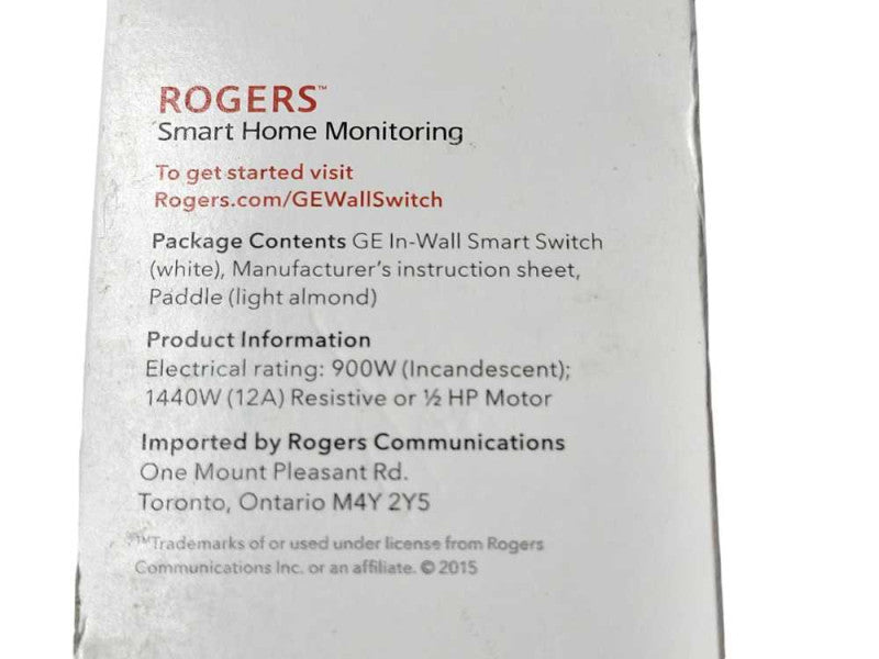 New Rogers Smart Home Monitoring GE In-Wall Smart Switch _