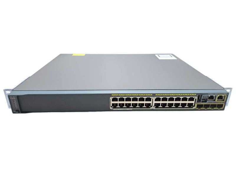 Cisco WS-C2960S-24PS-L 24 Port Gigabit 370W PoE+ Network Switch + Stack Q)
