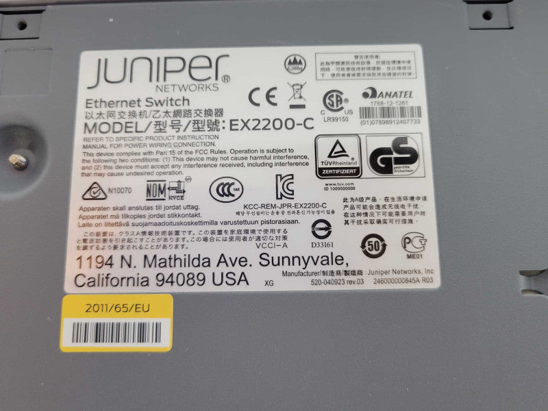 Juniper EX2200-C-12P-2G 12-Port Gigabit Ethernet PoE Compact switch, SEE _