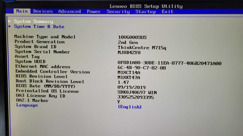 LENOVO ThinkCentre M715q - AMD Ryzen 5 PRO 2400GE | 8GB | NO HDD + PWR ADPTR