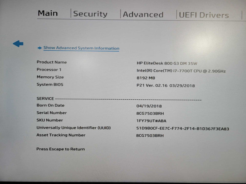 HP EliteDesk 800 G3 USFF i7-7700T @ 2.90GHz 8GB DDR4 256GB M.2 + 65W Adapter !