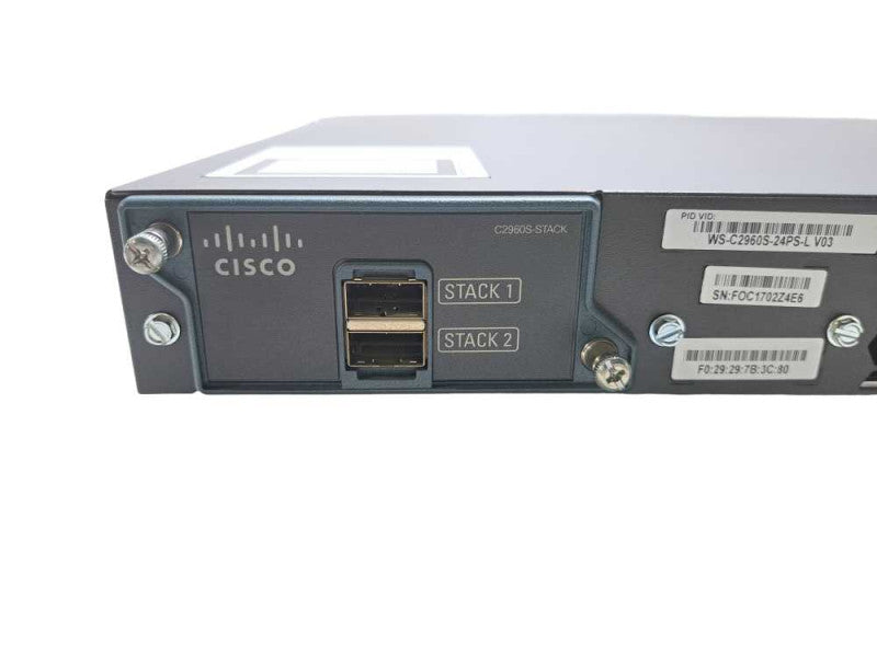 Cisco WS-C2960S-24PS-L 24 Port Gigabit 370W PoE+ Switch w/ Stack )