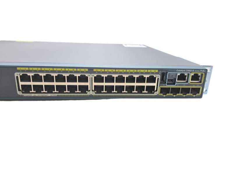 Cisco WS-C2960S-24PS-L 24 Port Gigabit 370W PoE+ Switch w/ Stack )