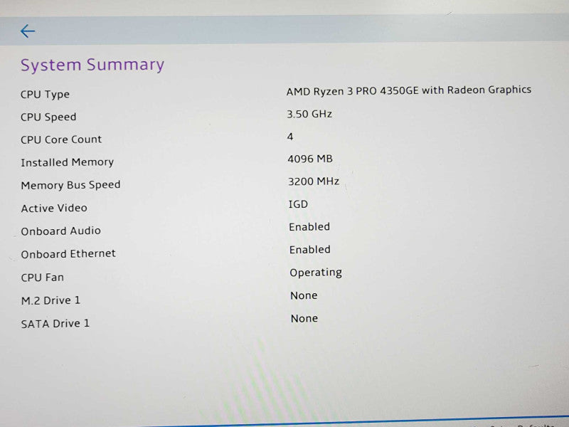 Lenovo M75q Gen 2 AMD Ryzen 3 4350GE @ 3.5GHz 4GB DDR4 No HDD (