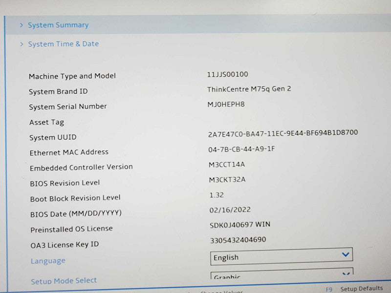 Lenovo M75q Gen 2 AMD Ryzen 3 4350GE @ 3.5GHz 4GB DDR4 No HDD (