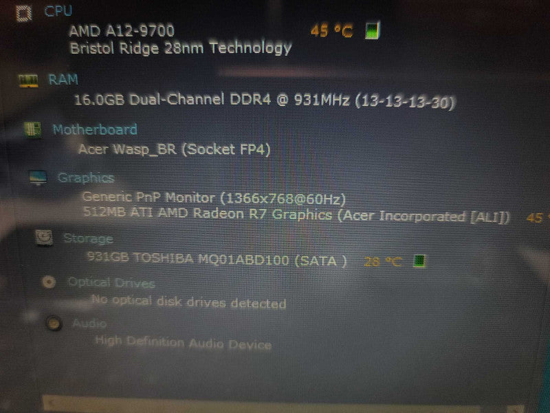 Acer Aspire E5-553 AMD A12-9700, 16GB DDR4, 512MB ATI AMD Radeon R7, 1TB HDD Î²