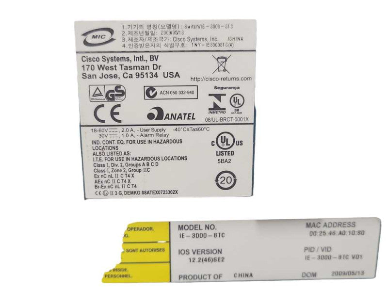 Cisco IE-3000-8TC Industrial Ethernet Switch, READ Q_