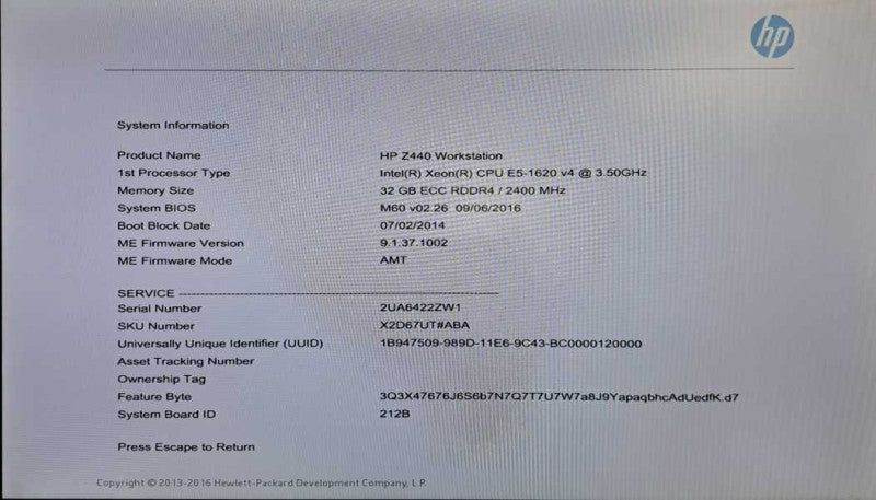 HP Z440 Workstation Xeon E5-1620 v4 @ 3.50GHz 32GB DDR4 Quadro K420 GPU )