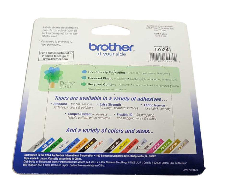 New Brother Black Print on White Tape 3/4\\" TZe-241 _