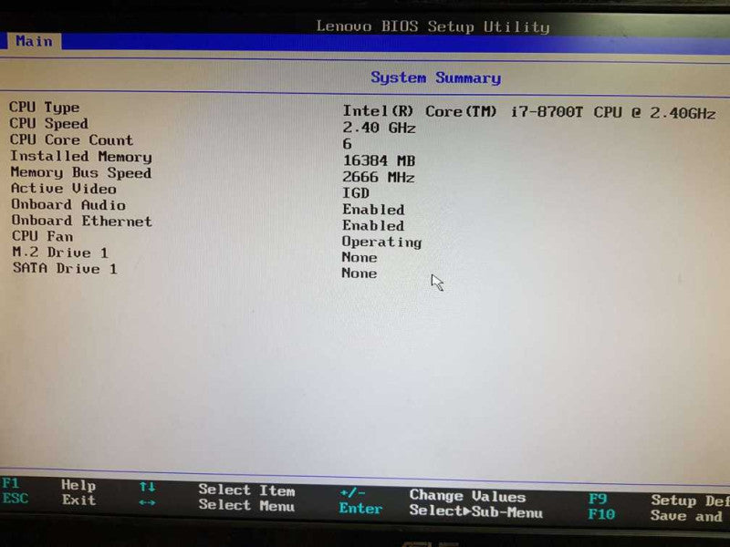 ThinkCentre M920q USFF i7- 8700T CPU @ 2.40GHz 16GB  DDR4 RaM
