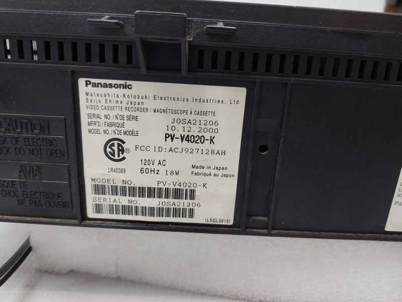 Panasonic VHS Player 4 Head OmniVision Made in Japan Model: PV-V4020-K