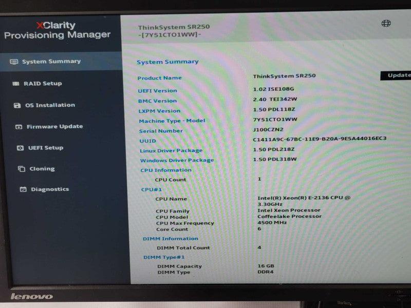 Lenovo ThinkSystem SR250 Xeon E-2136 3.3GHz, 16GB, 530-8i, 2.5\\" 1x PSU _