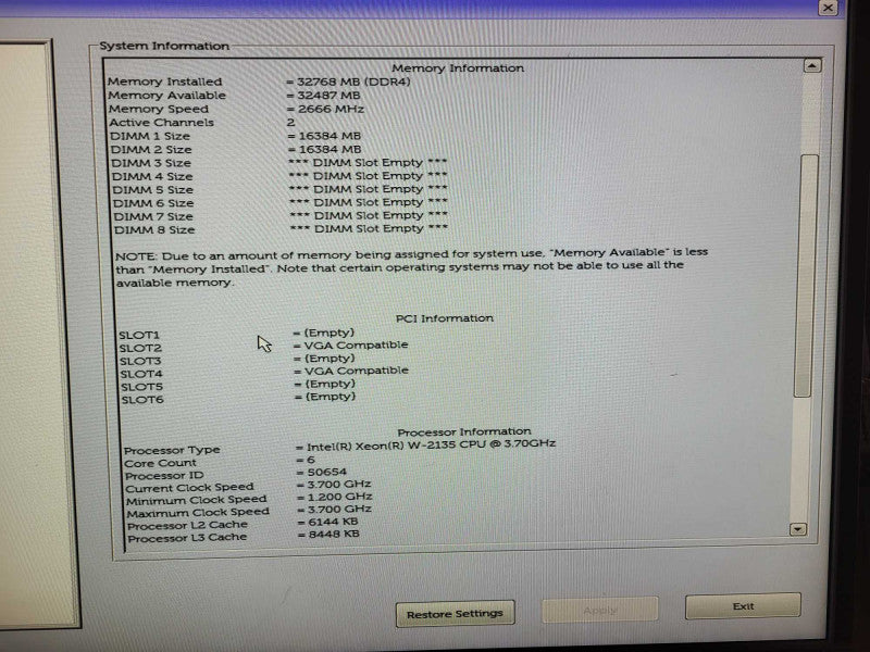 Dell Precision T5820 Workstation 3.70GHz W-2135 32GB ECC DDR4 No HDD $