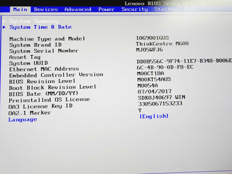 Lenovo Thincentre M600 Pentium J3710 @ 1.6GHz 4GB DDR4 No HDD Q(
