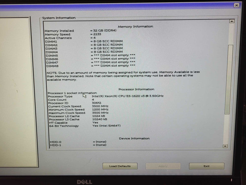 Dell Precision 5810 E5-1620 v3 @ 3.50GHz 32GB ECC DDR4 No HDD $