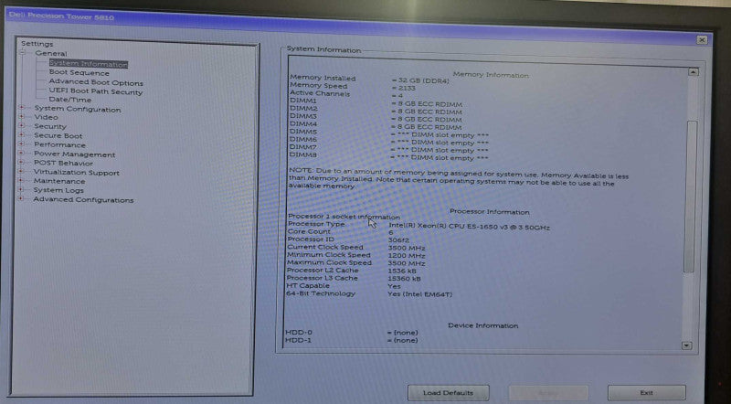 Dell Precision T5810 Xeon E5-1650 v3 @ 3.50GHz 32GB DDR4 2TB +1TB M.2 W2100 )