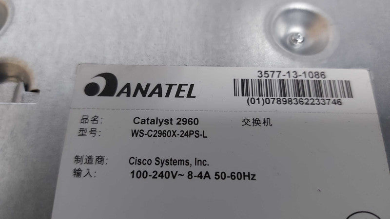 Cisco Catayst 2960X Series WS-C2960X-24PS-L Gigabit PoE+ V02 Fact Reset Q#
