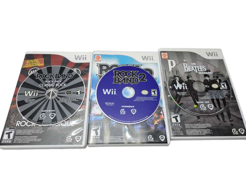 Rockband Game Bundle For Wii | RB2, RB The Beatles & RB Classic Rock Pack )