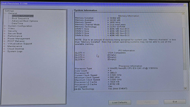 Dell Precision T1700 Xeon E3-1241 v3 @ 3.50GHz 16GB Ram FirePro W5100 GPU )