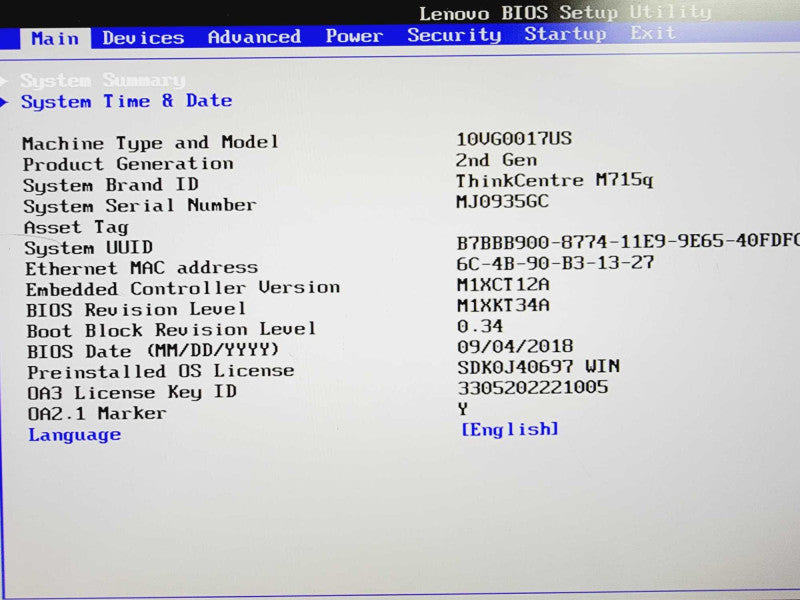 Lenovo Thinkcentre M715q Ryzen 3 Pro 2200GE @ 3.2GHz 8GB DDR4 No HDD (