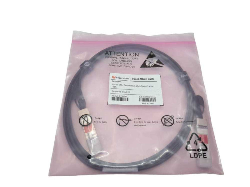 Fiberstore 2m 10G SFP+ Passive Direct Attach Copper Twinax Cable 30856 Q)