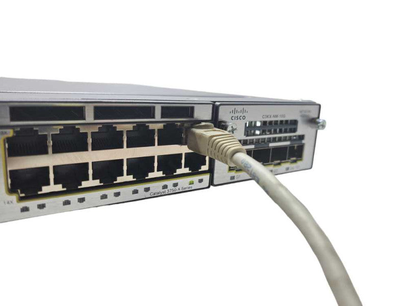 Cisco WS-C3750X-24T-L 24 Port Gigabit Switch 1x PSU + C3KX NM-10G )