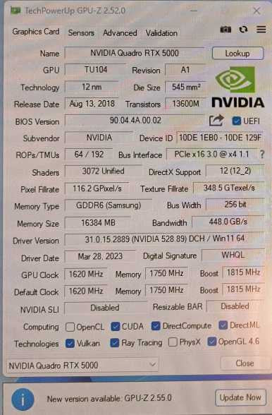 NVIDIA Quadro RTX 5000 16GB GDDR6 Graphics Card )