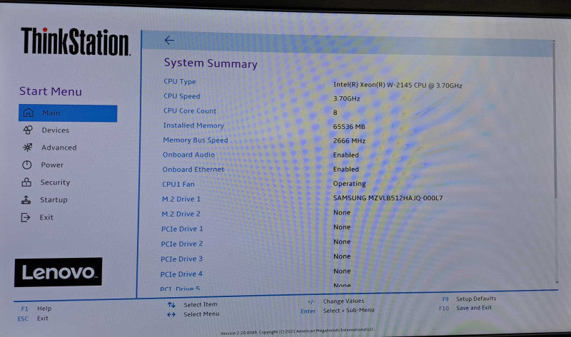Lenovo ThinkStation P520 Xeon W-2145 @ 3.70GHz 64GB DDR4 512GB M.2 NVS 510 )