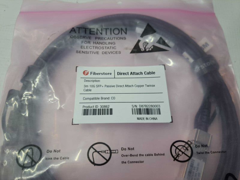 Fiberstore 3m 10G SFP+ Passive Direct Attach Copper Twinax Cable )