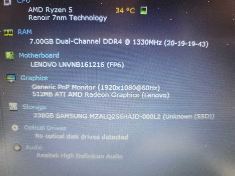 Lenovo V14-ARE AMD Ryzen 5, 8GB DDR4, 512MB ATI Radeon Graphics, 256GB M.2